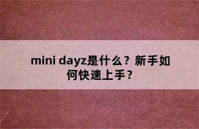 mini dayz是什么？新手如何快速上手？